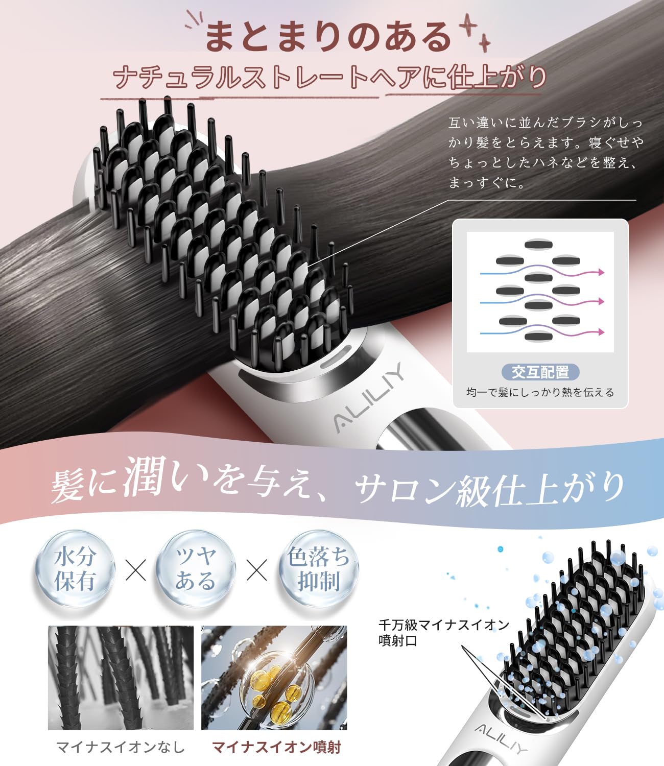 Amazon.co.jp: Aliliy ブラシアイロン コードレス ヒートブラシ