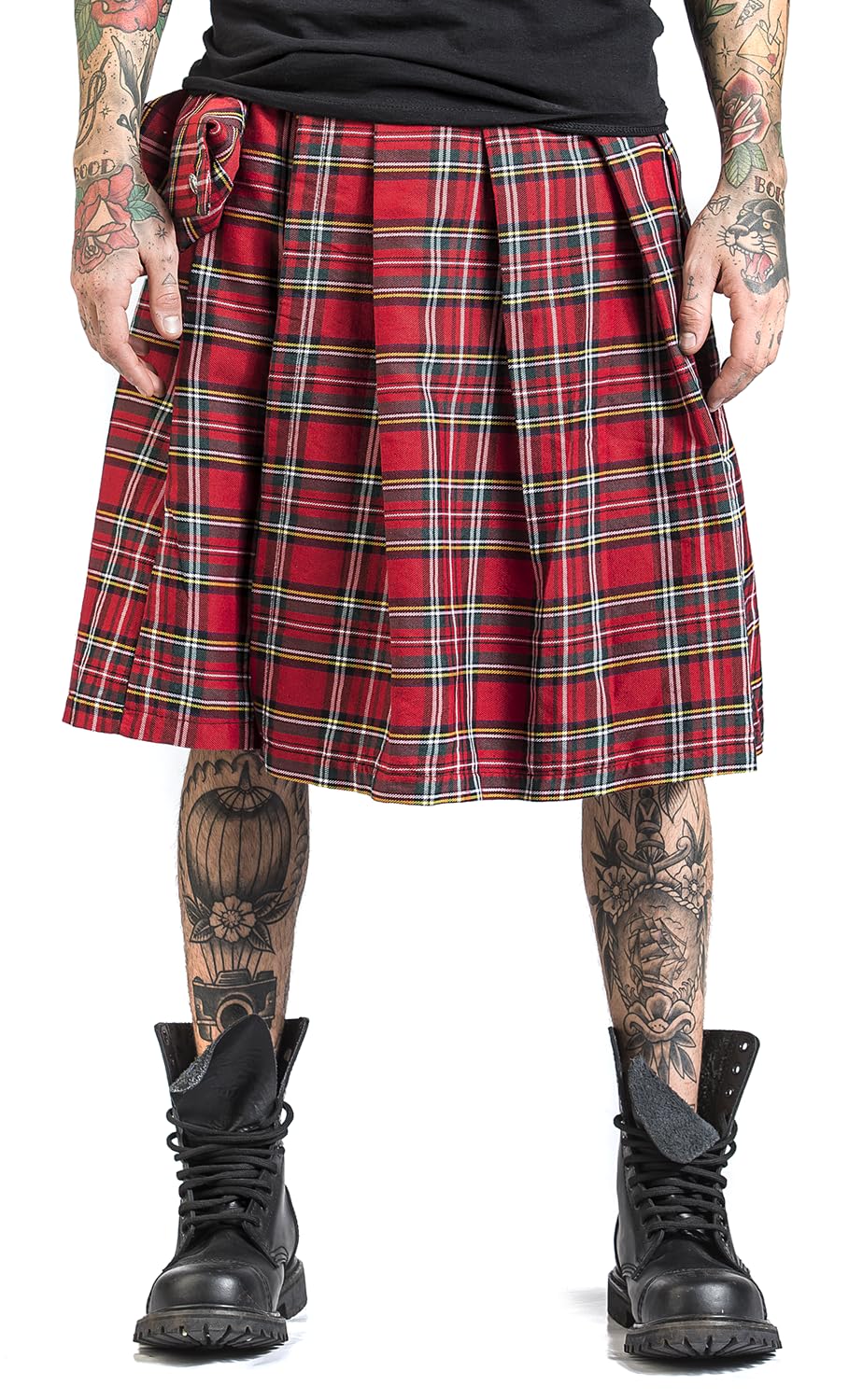 Fear is Over Kilt Uomo Gonna al Ginocchio Rosso