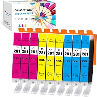 CLI-281 XXL Cyan Magenta Yellow 9 Color Ink Cartridges Replacement for Canon 280 281 Ink Work with Canon PIXMA TR7520 TR8520 TR8620 TS8220 TS8320 (3X 281 C/M/Y)