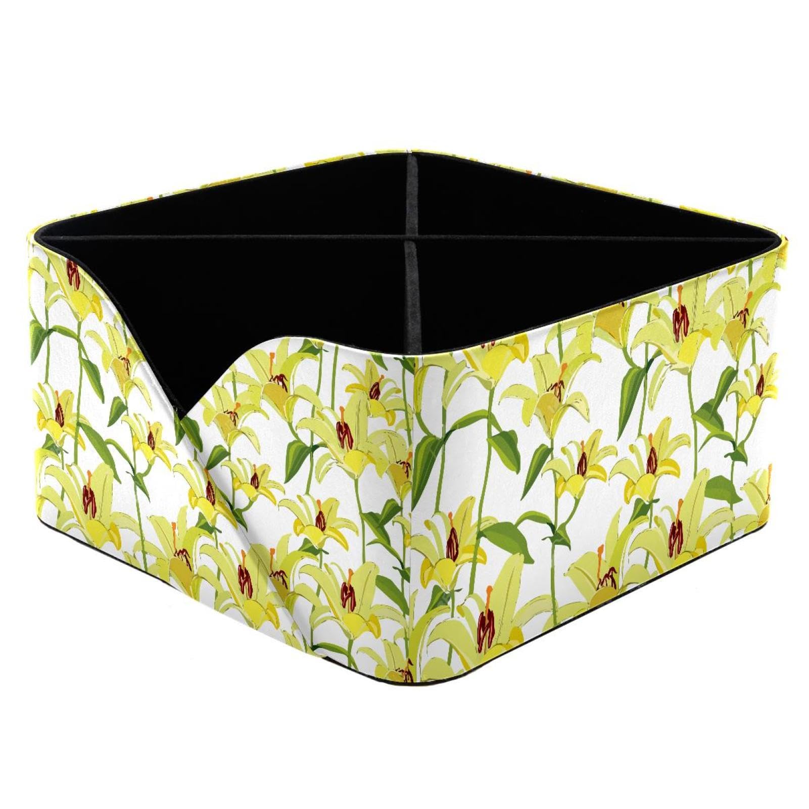 KengjuTesu Yellow Tulips Desktop Organizer Pen Holder, Rectangular Pencil Cup for Office, Study and Makeup Stations