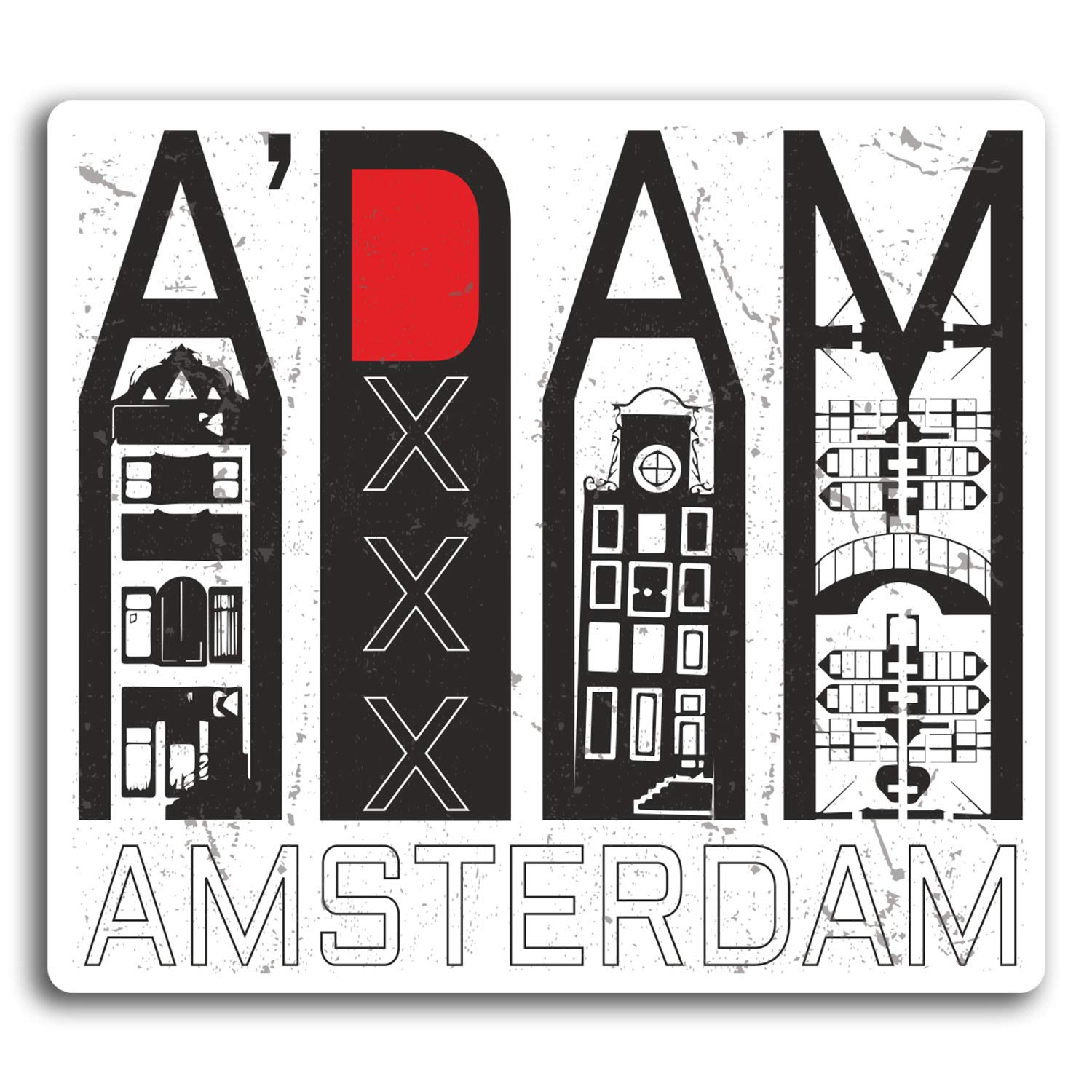 Destinationvinyl Multi 2 X 10Cm Amsterdam Netherlands Vinyl Stickers - Sticker Laptop Luggage #19505 (10Cm Wide)