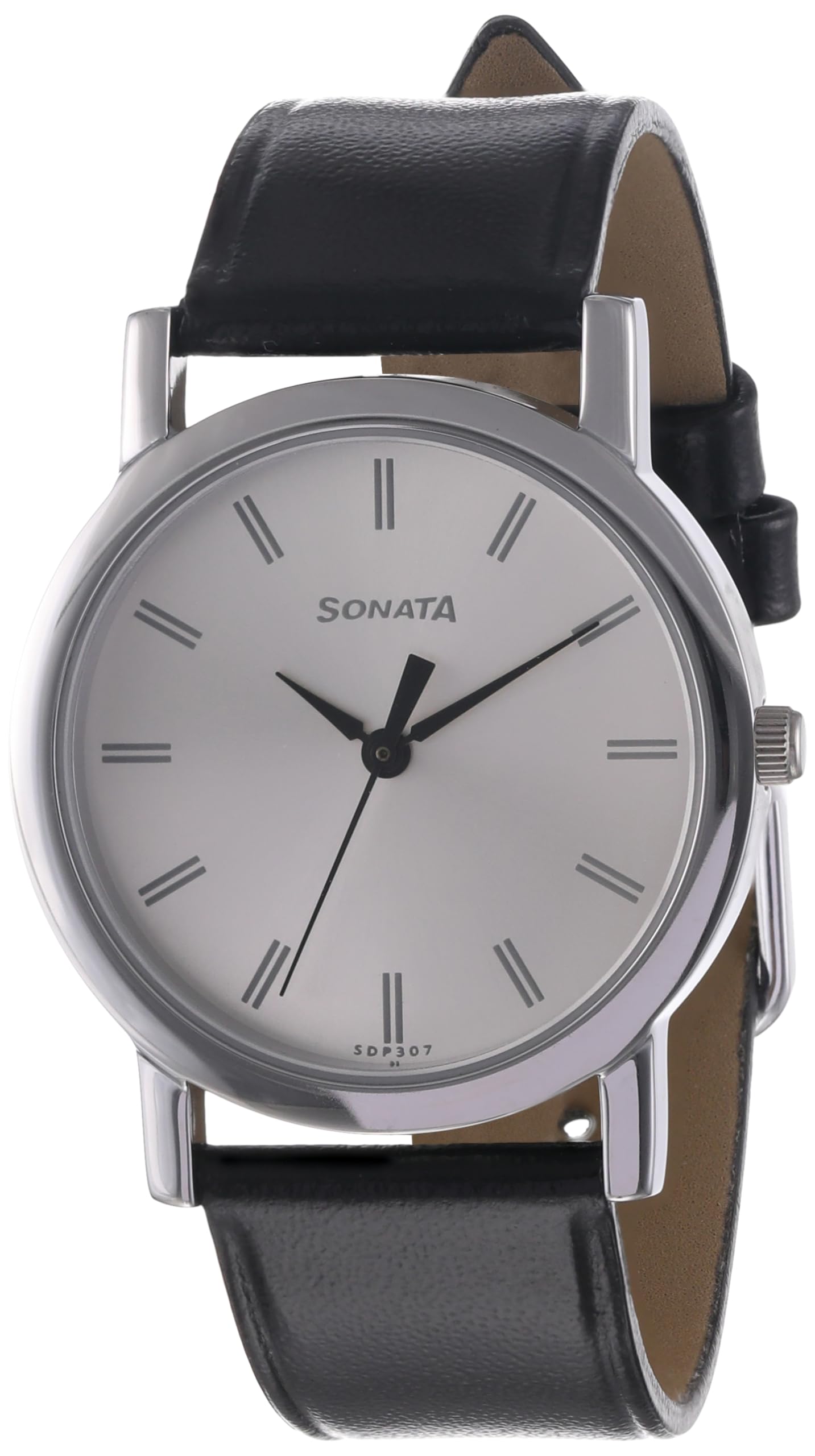 Sonata Classic Quartz Analog Silver Dial Black Leather Strap Watch for Men-NS7987SL06W (B0CDJ996NB) Amazon Price History, Amazon Price Tracker