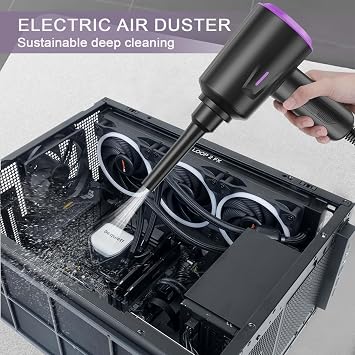 Meudeen Air Duster - Compressed Air - 5.74 oz High Power Cleaning for Computer - PC - 2 Gear Air Blower (Black Purple)