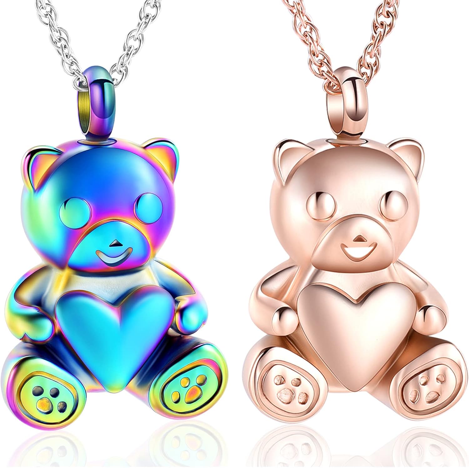 shajwo Teddy Bear Cremation Urn Nekclaces Ashes Jewelry for Men Women Heart Memorial Urn Keepsake Locket Pendant Ash Holder