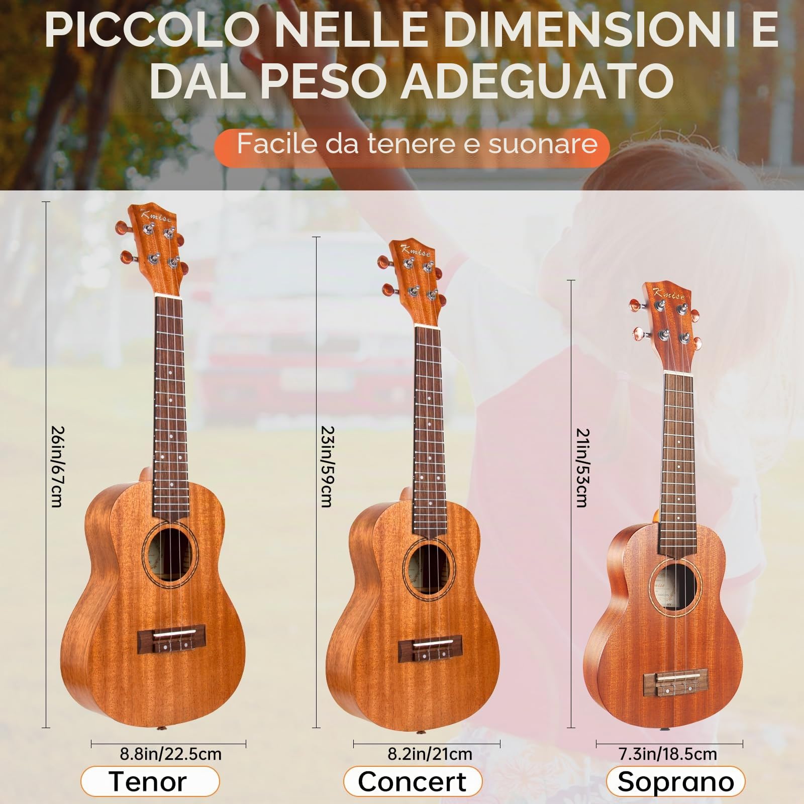 Kmise Soprano Ukulele Starter Kit 21 pulgadas Ukelele de caoba para principiantes con funda de sintonizador Correa de sintonizador Folleto de instrucciones