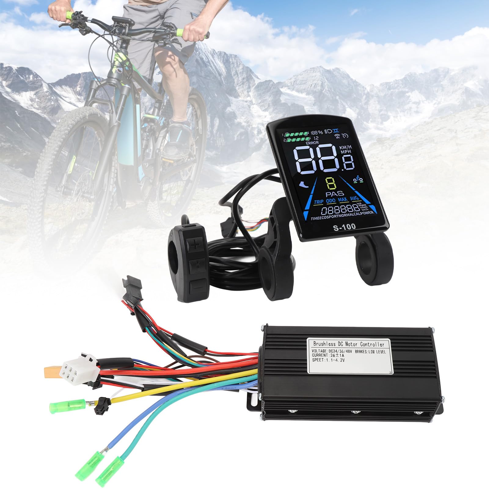 Kit Controller per Bicicletta Elettrica, 26A 36V 48V 500W 750W 3 Modalità Centralina Bici Elettrica Senza Spazzole con Display LCD