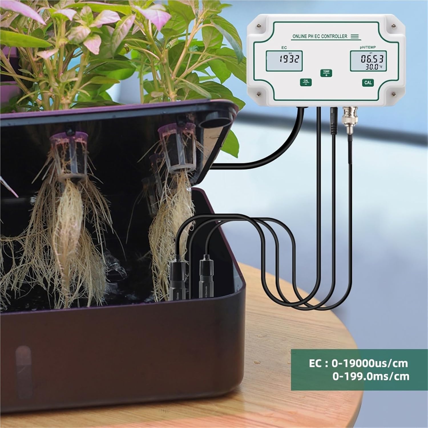 Online Ph Ec Temp Meter Smart Acidity Conductivity Range Control Switch Hydroponics Aquarium Water Quality Tester