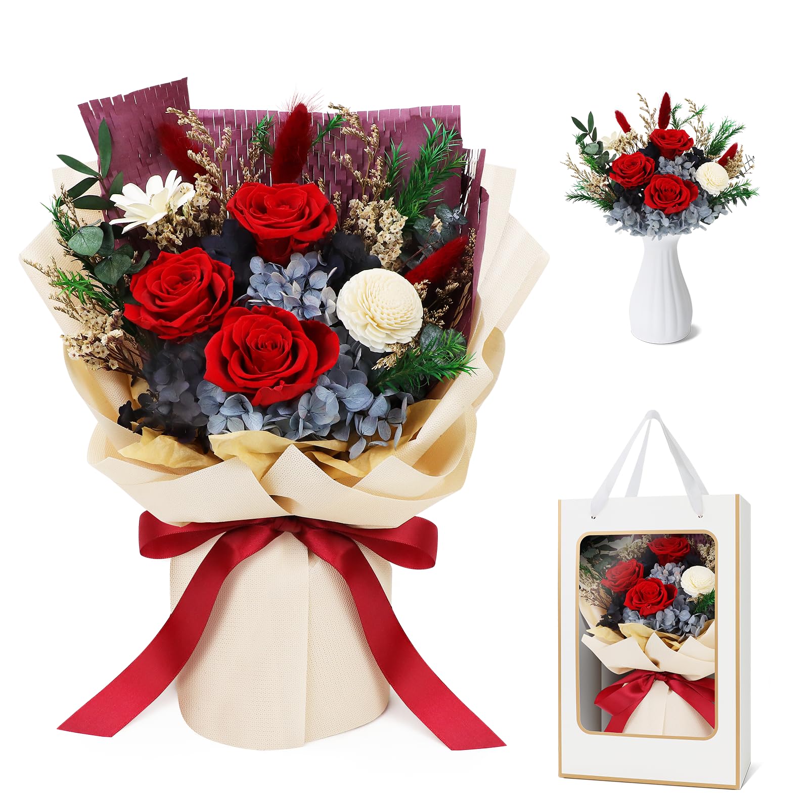 SENJWARM プリザーブドフラワー 枯れない花 ピンク 花束 薔薇