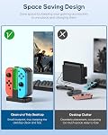 FYOUNG Controller Charger Dock Compatible with Nintendo Switch/Switch OLED for Joycons, Charging Stand Station Compatible with Switch/OLED Controller Accessories with a Type-C Charging Cord