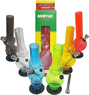 Copper Top 1x Acrylic Mini Bong Water Pipe with Black Base 8 Inch Plastic Style (8 Inch 21cm)