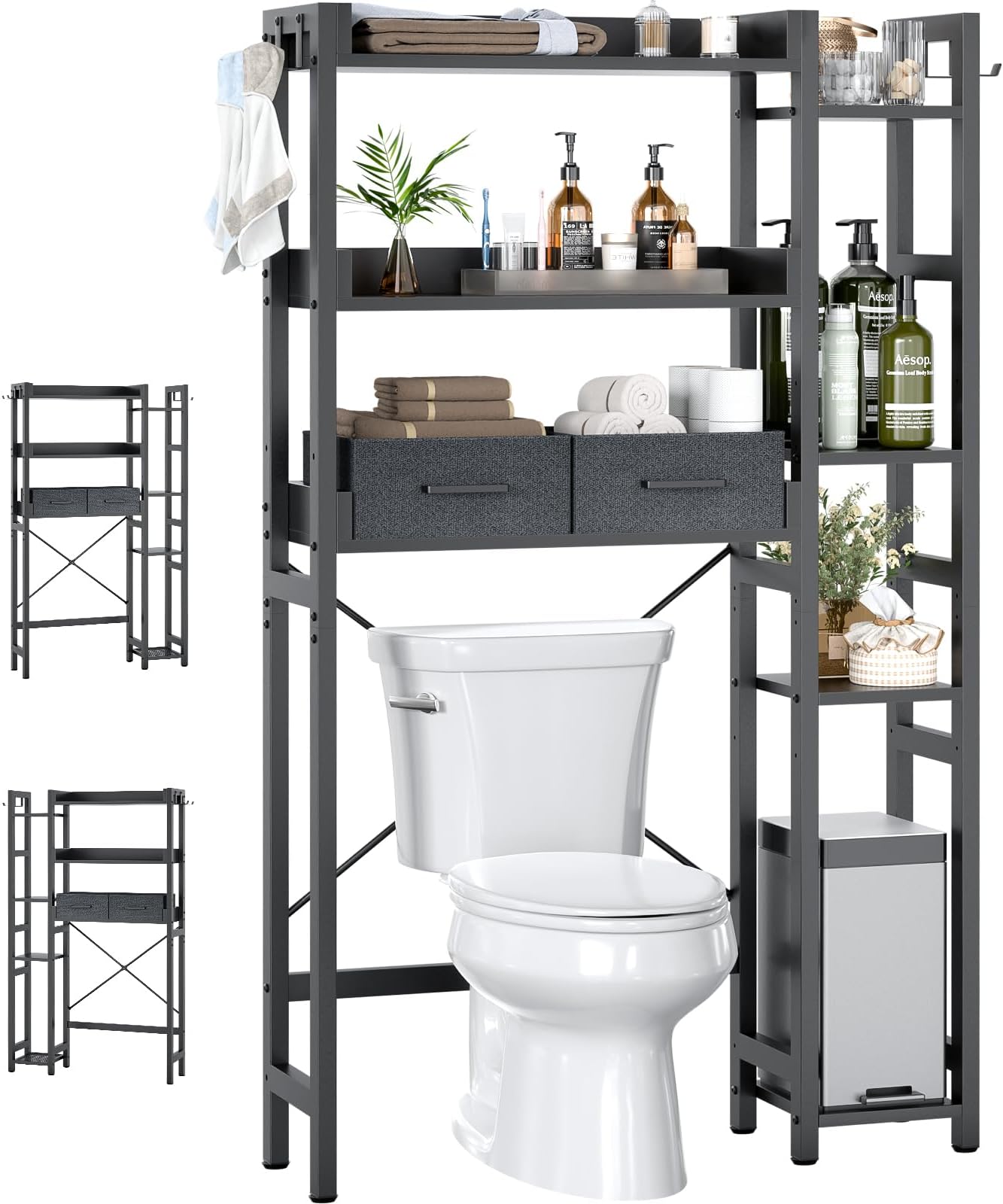 Amazon.com: REIBII Over Toilet Storage Rack, 6 Tier Adjustable Behind ...