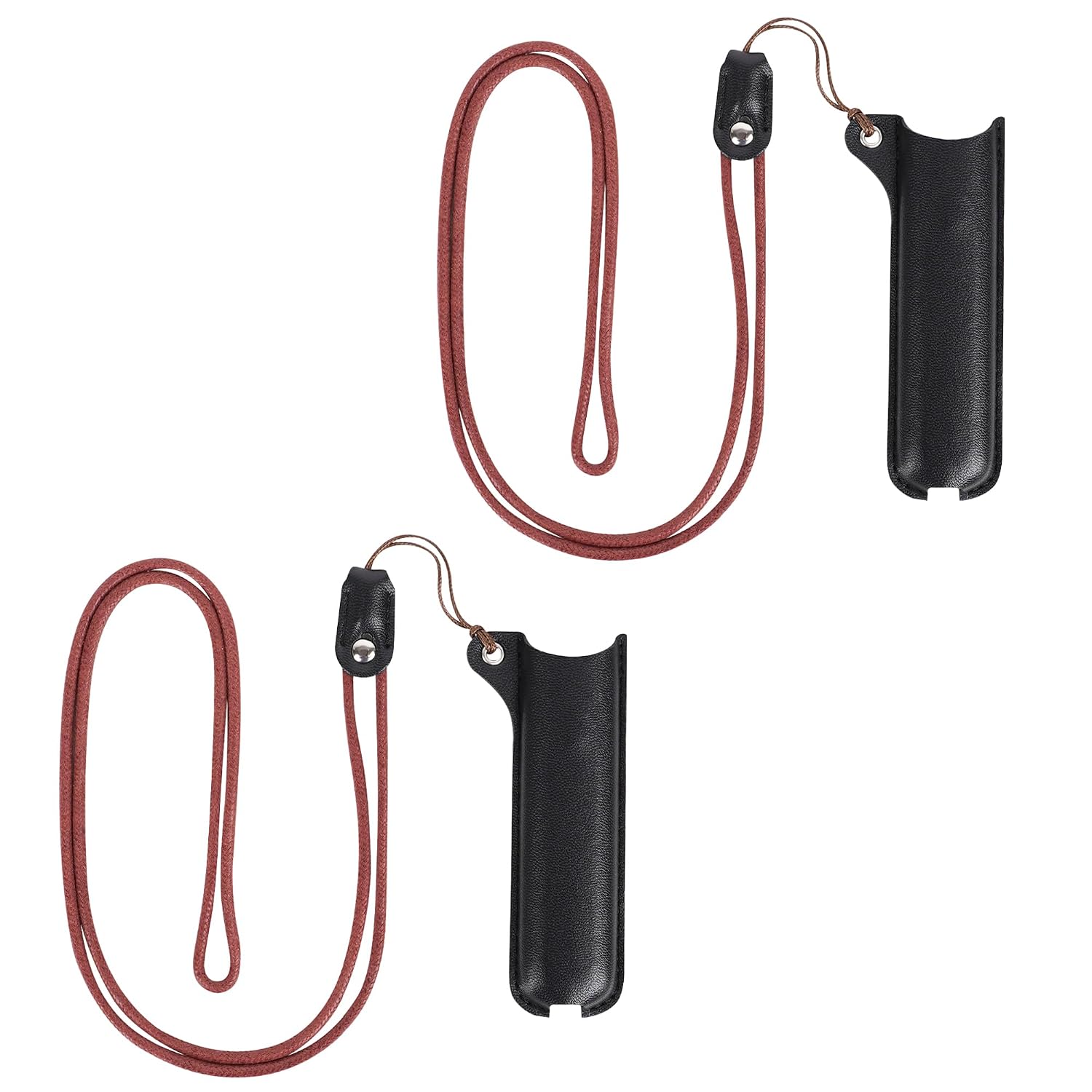 Linkidea 2 Pack Vegan Leather E-Cigarette Protective Lanyard Case, Anti-Lost Vape Pen Holder, Compatible with Vuse Alto, J-U-UL, R-E-LX, MO-TI, YO-OZ Devices (Black)