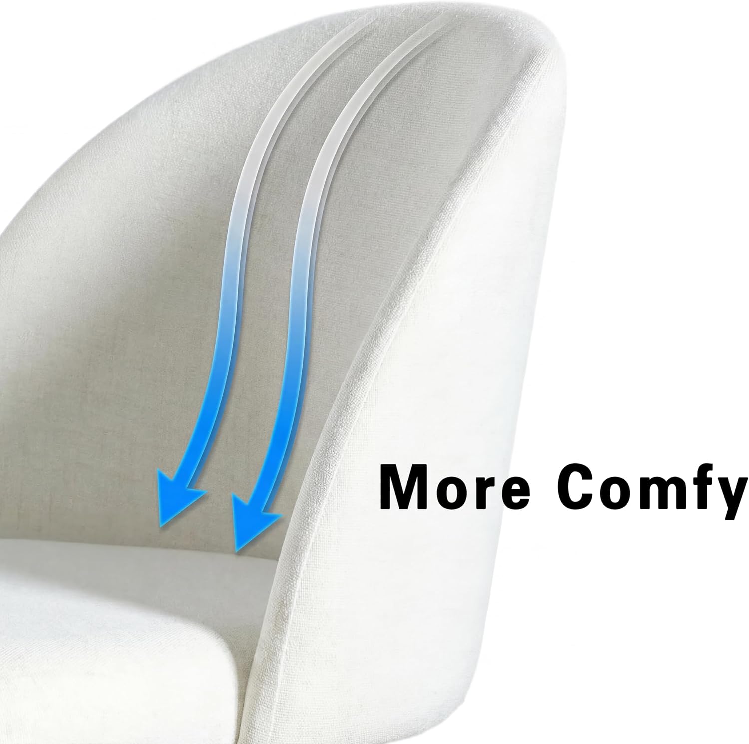 Casaphoria Dining Chairs Set of 2, Modern White and Gold Upholstered Accent Chairs with Metal Legs, Ergonomic Comfy Vanity Chair for Kitchen, Living Room, and Bedroom