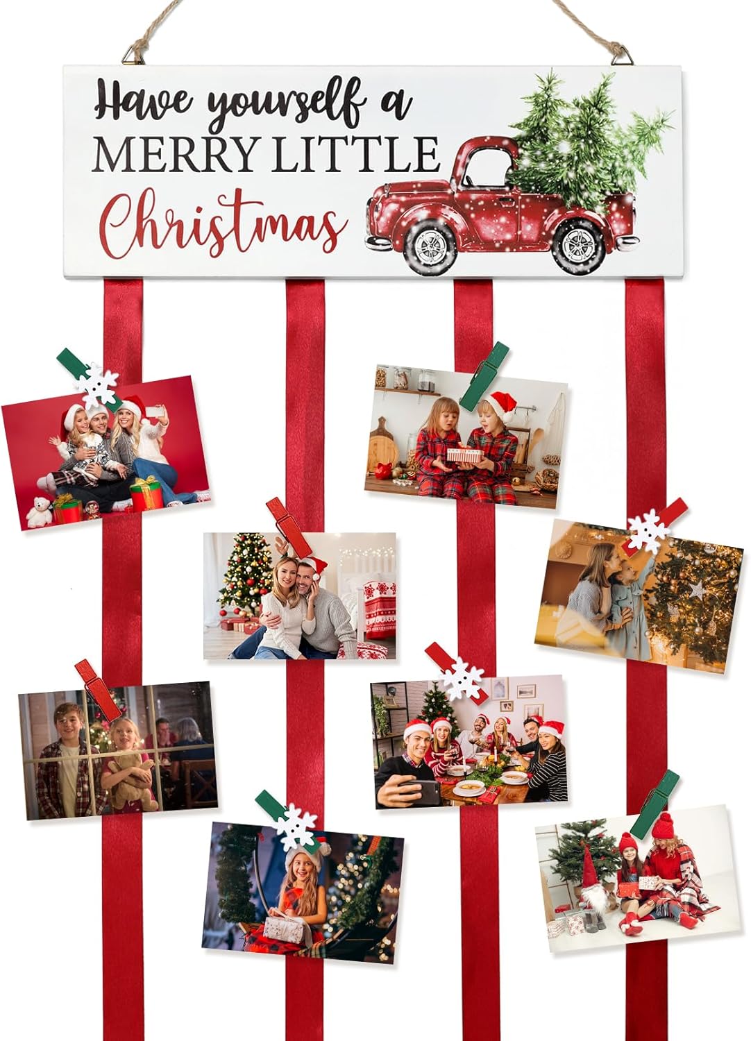 Christmas Card Holder Wall Display Merry Christmas Wooden