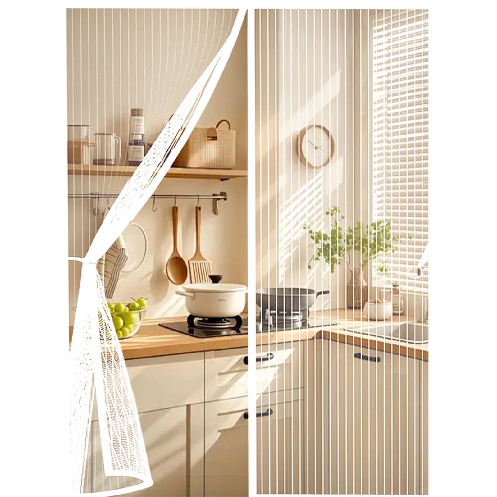 Magnetic Screen Door 160x225cm(WidthxHigh) Durable, Keeps Bugs Out, Kid and Pet Friendly Anti Mosquito Fly Curtain Door Screens Nets Hundreds of Sizes, Lets Fresh Air in, White