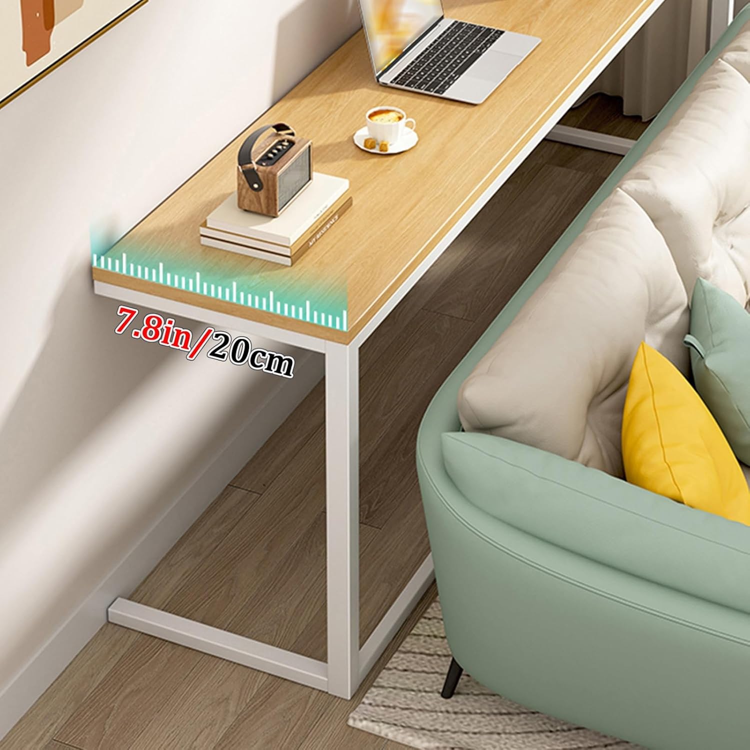 Console Table, 31.4 Inch High Sofa Table, Narrow Entryway Table, Bottom Reinforced Metal Frame, Suitable for Living Room, Bedroom, Farmhouse Style, Rustic Wood Color(39.3x7.8/100x20cm)