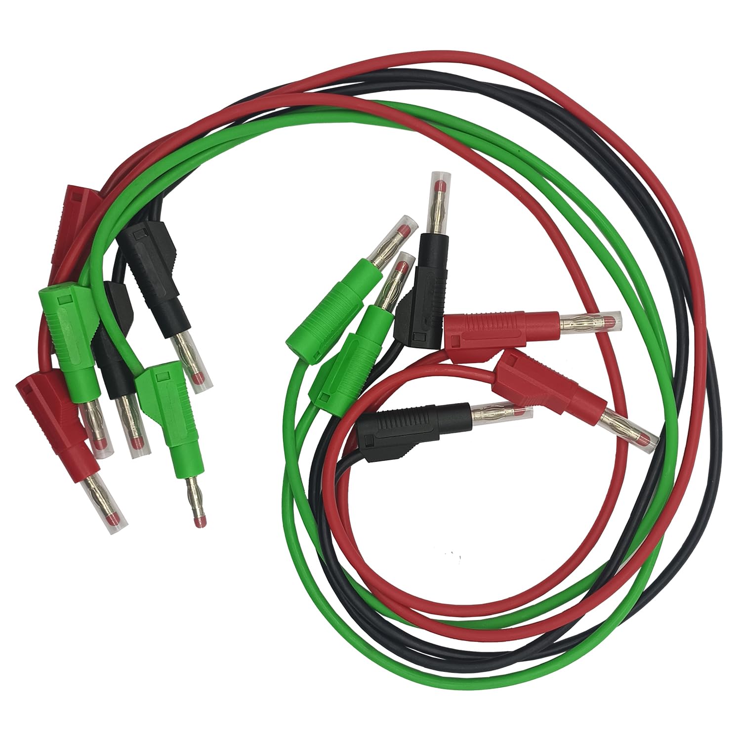 King Mariot Medical Equipments Set of 3 | Retractable Stacking Banana Plug Cable | Red, Green, Black 0.5 Meter | Convenient and Safe Electrical Connections
