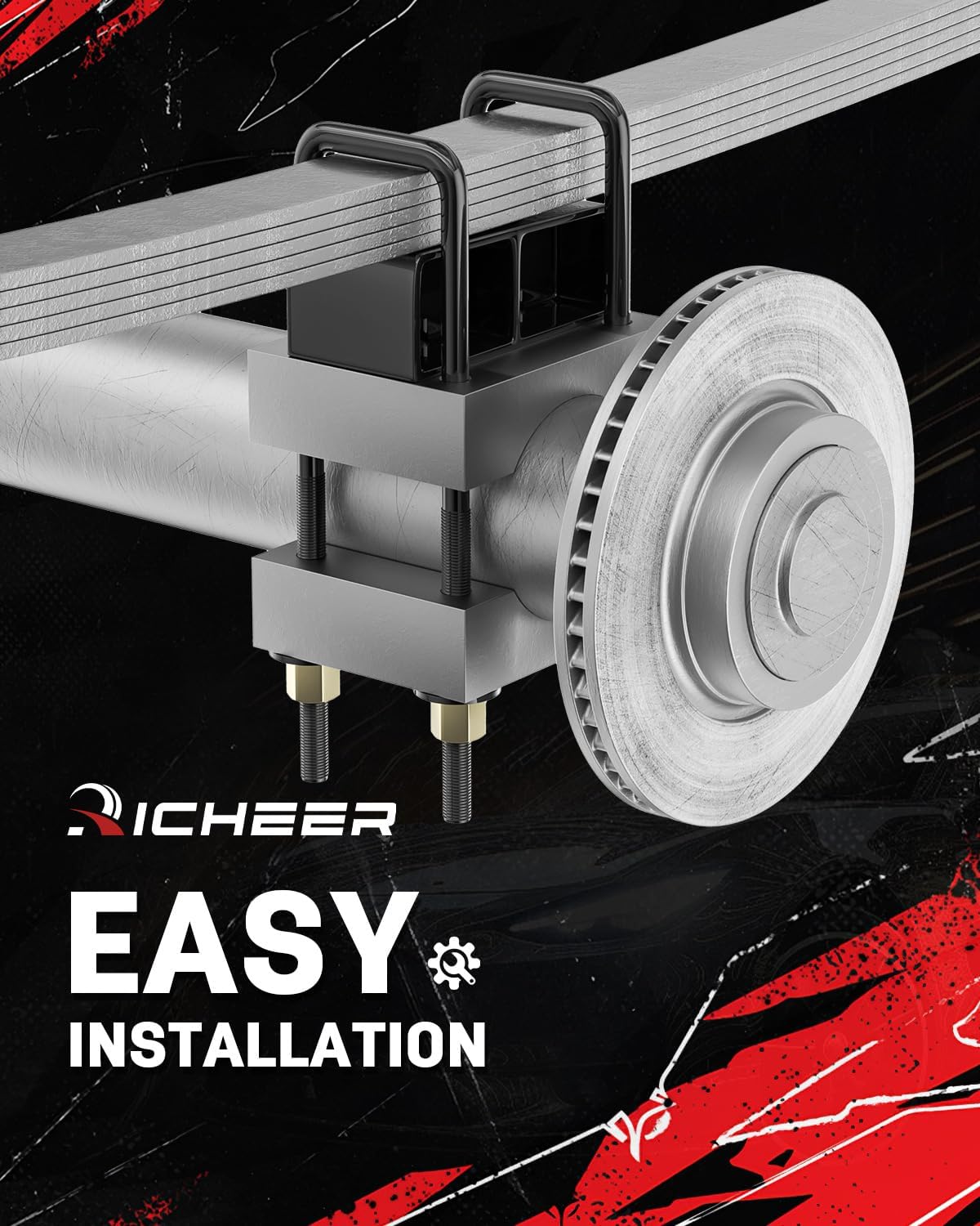 Richeer 2 Inch Rear Lift Block Compatible With 2004-2020 F150 2WD and 4WD, 2'' Leveling Lift Kits with Extra Long Extended Square U-Bolts Raise The Rear of Your Pickup By 2''