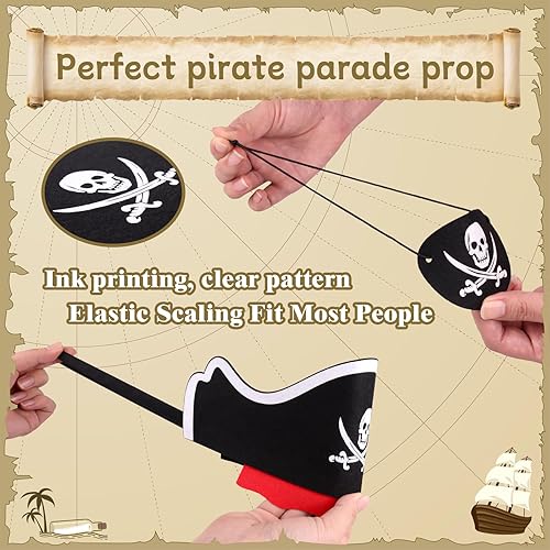 Miniatura 3 de Legigo Sombrero de pirata con máscara de ojos, accesorios clásicos para fiesta de pirata, cosplay, vestido caribeño, color negro