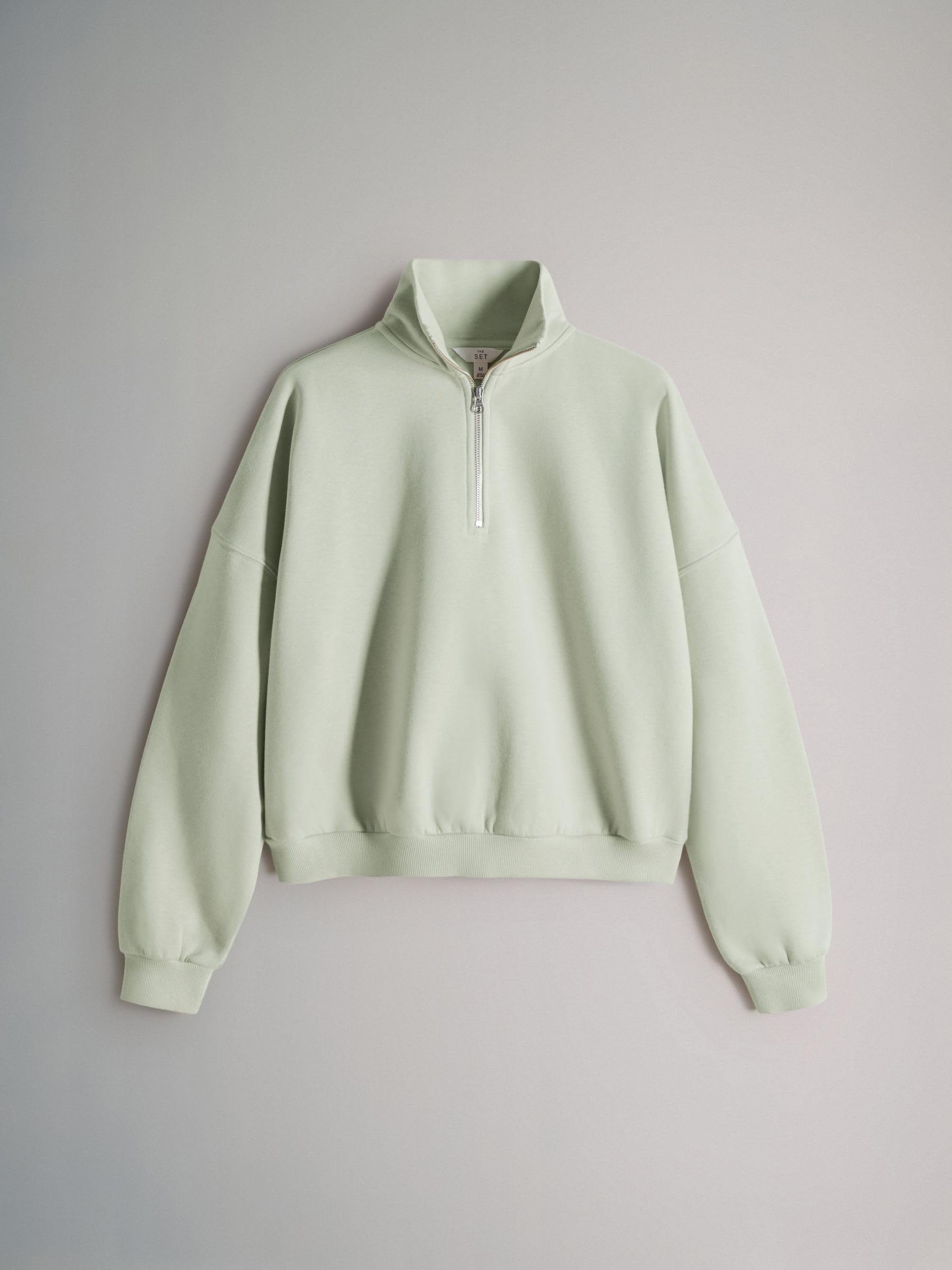 THE SET Damen Trichterkragen-Pullover mit 1/4-Reißverschluss und Jogginghose mit weitem Bein, 2er-Pack