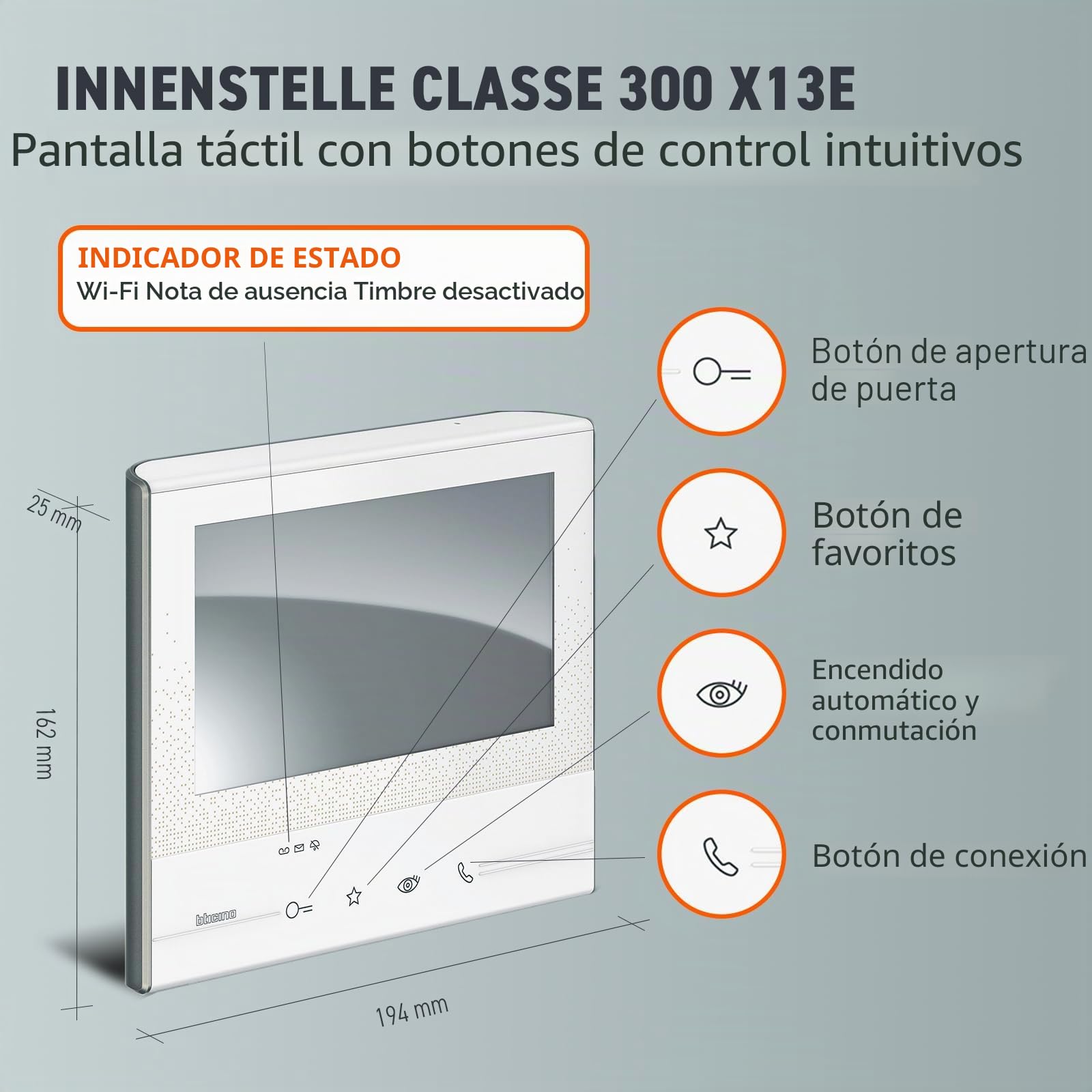 Bticino linea 3000 - Monitor manos libres c300x13e 2hilos claro l3000