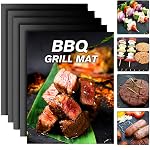 BBQ Ensemble de 6+1, Linge de four de grille, non stick BBQ Mat, facile à nettoyer, four et grilles électriques BBQ Accessoires réutilisables non toxiques (13 x 16inch,Noir)