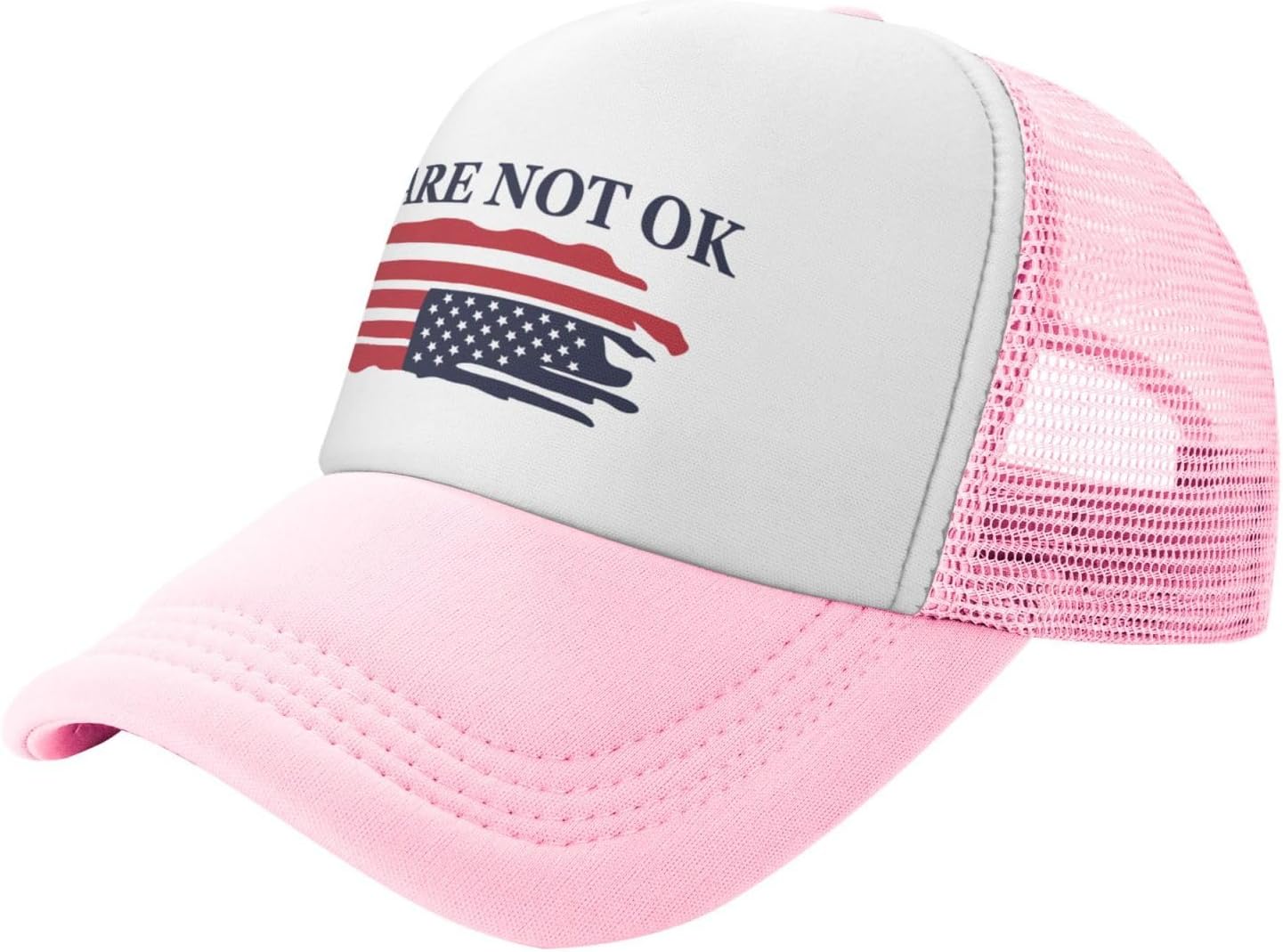 We are Not Ok Kids Trucker Hat Mesh Adjustable Outdoor Sports Baseball Caps for Boys Girls
