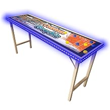 6-Foot Premium Shuffleboard Table w/Folding Legs, Pucks, and Optional LED Lights - Awesome Graphics - Choose Your Model