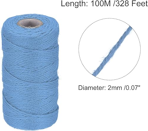 Miniatura 2 de MECCANIXITY Cordel de jardín de 328 pies, cuerda de yute artesanal de 0.079 pulgadas para obras de arte, manualidades, envoltura de regalos, azul