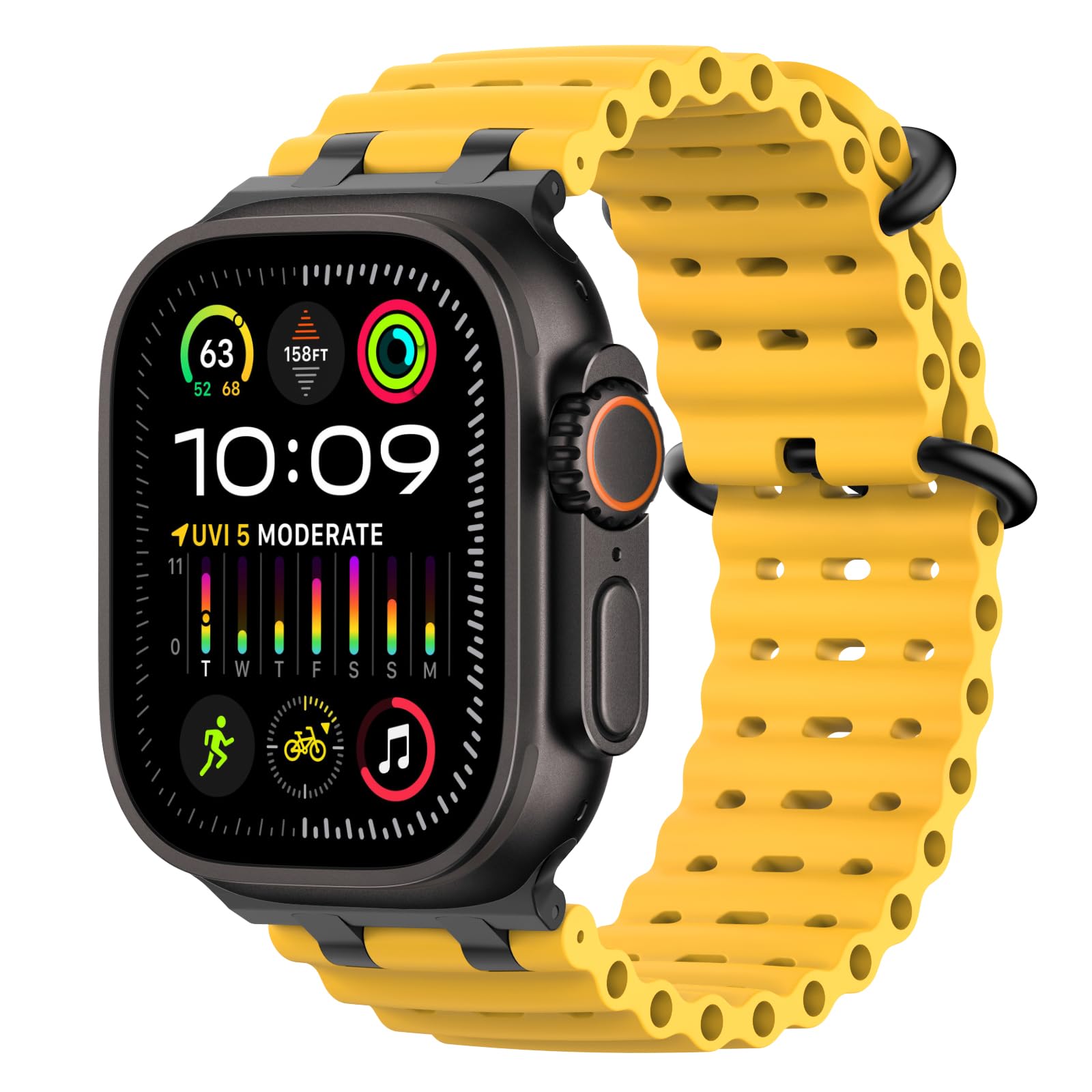 MoKo Cinturino Ocean Compatibile con Apple Watch Ultra 3/2/1 49 mm, S11/S10 46 mm, 9/8/7 45 mm, SE3/SE2/SE/6/5/4 44 mm, 3/2/1 42 mm, Cinturino Sportivo in Silicone Traspirante