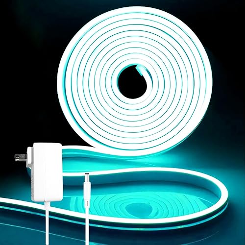 iNextStation Tira de luces LED azul hielo, tira de luces de neón de 16.4 pies con adaptador de corriente, luz flexible de neón LED cortable de 12 V, disponible en Yaxa Venezuela