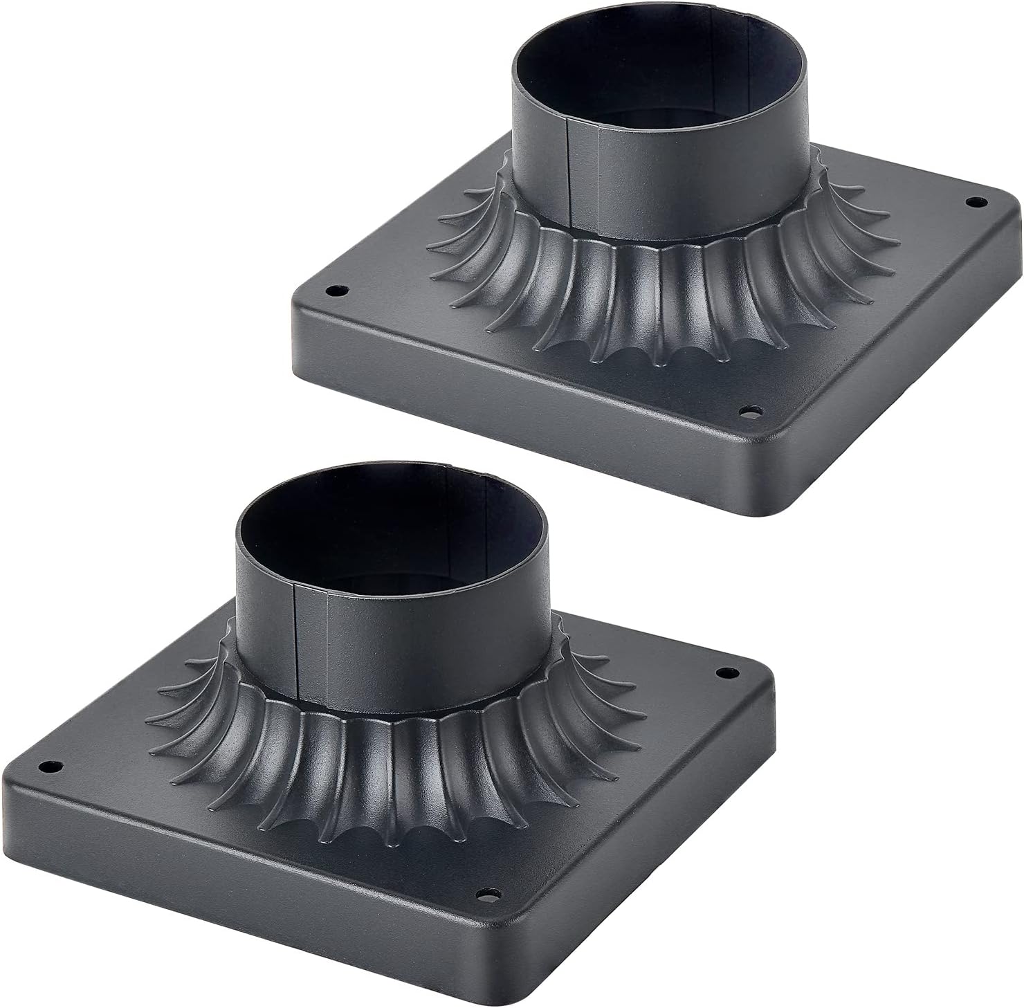 - Pier Mount Base 2 Pack,Cast Aluminum Outdoor Post Light Adapter for Deck Porch Patio in Matter Black Finish 5.6" W*5.6" L
