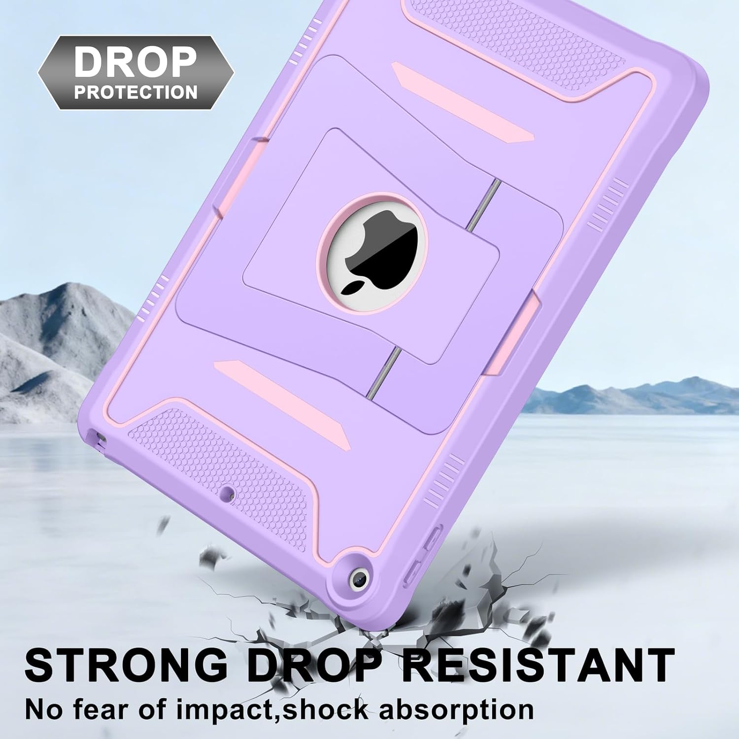 Soke Case for iPad 9th/8th/7th Generation 10.2-Inch (2021/2020/2019 Release), with Screen Protector and Multi-Angle Kickstand, Rugged Full Body Heavy Duty Protective Cover - Violet Pink