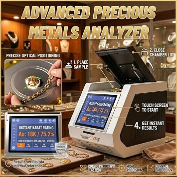 Gold Purity Content Detector Gold K Value Tester, Precious Metals Testing Machine Precious Metal Analyzer 300g, Au/Ag/Pt/Pd/Cu Tester for Jewelry Stores & Pawn Shops