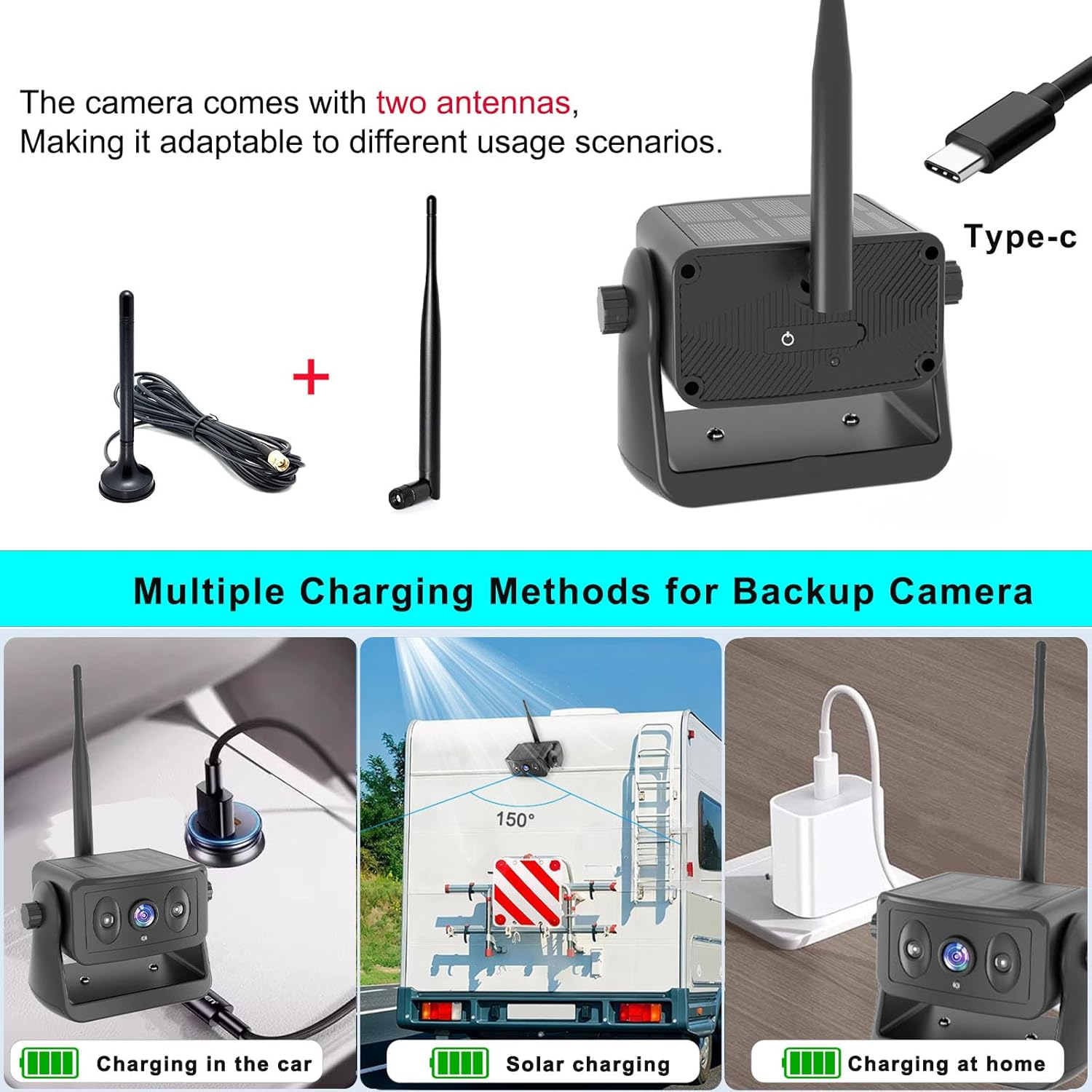 YEOIZO Wireless Backup Camera for Trucks, Solar Magnetic, Portable, No - Drill, No - Wire, 3 Min Easy Install, Night Vision, Rechargeable with 5" HD Monitor Systems for Car, Small RV, Camper, Trailer 5 71AISCbVz7L. AC SL1500