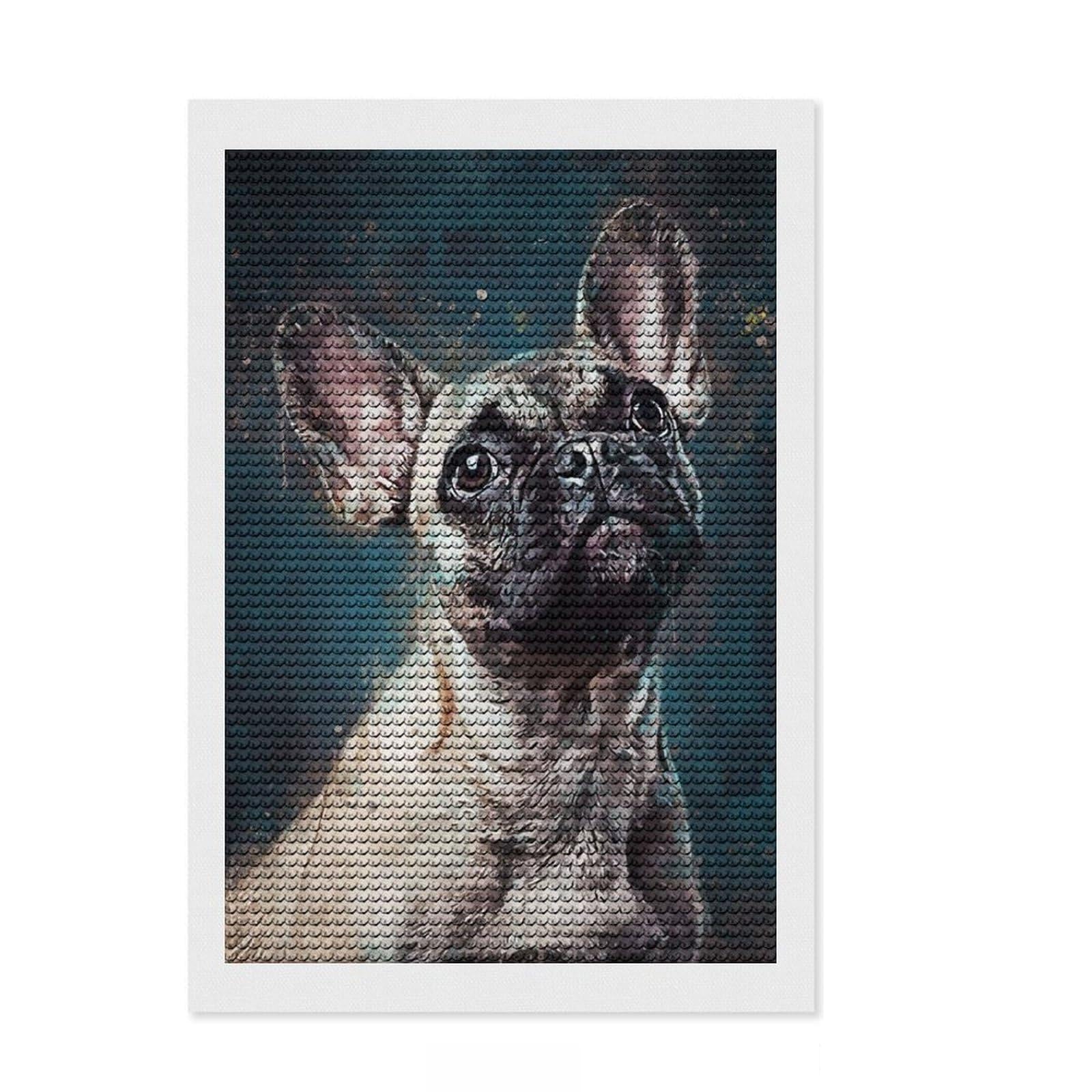 Junmoney Splatter Expression Dog Diamond Art Canvas 8"x12", Finish and Display, Sparkling Round Gems, Easy Handmade Project, Home Wall Decor