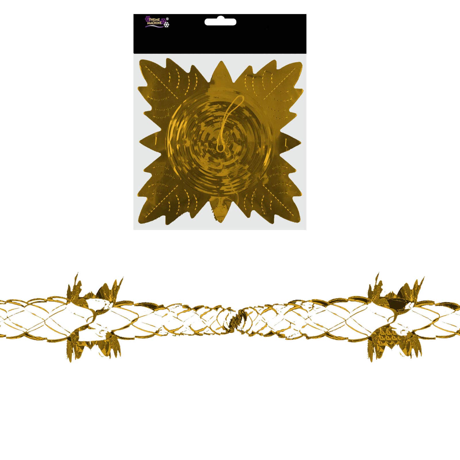 Lasertek Gold 2.7M 4 Section Foil Christmas Garland Decoration
