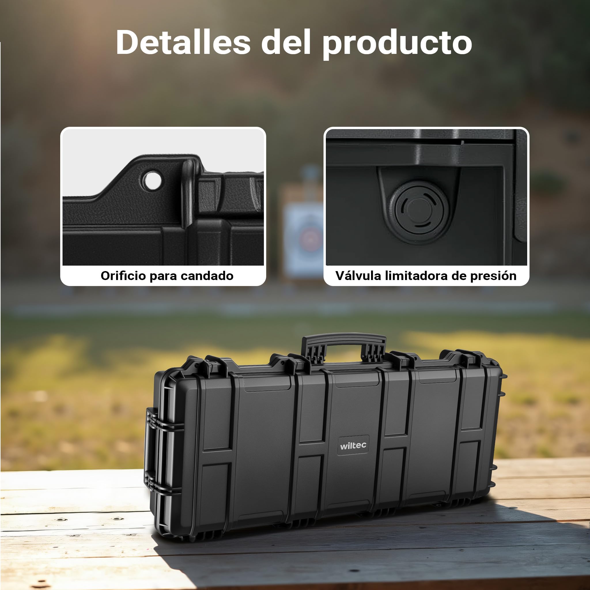 WilTec Maletín para Armas largas 97.8 x 42 x 17.3 cm con Espuma pre-Cortada Compacto y Ligero de PP para Transporte Seguro de Rifles y escopetas con asa ergonómica