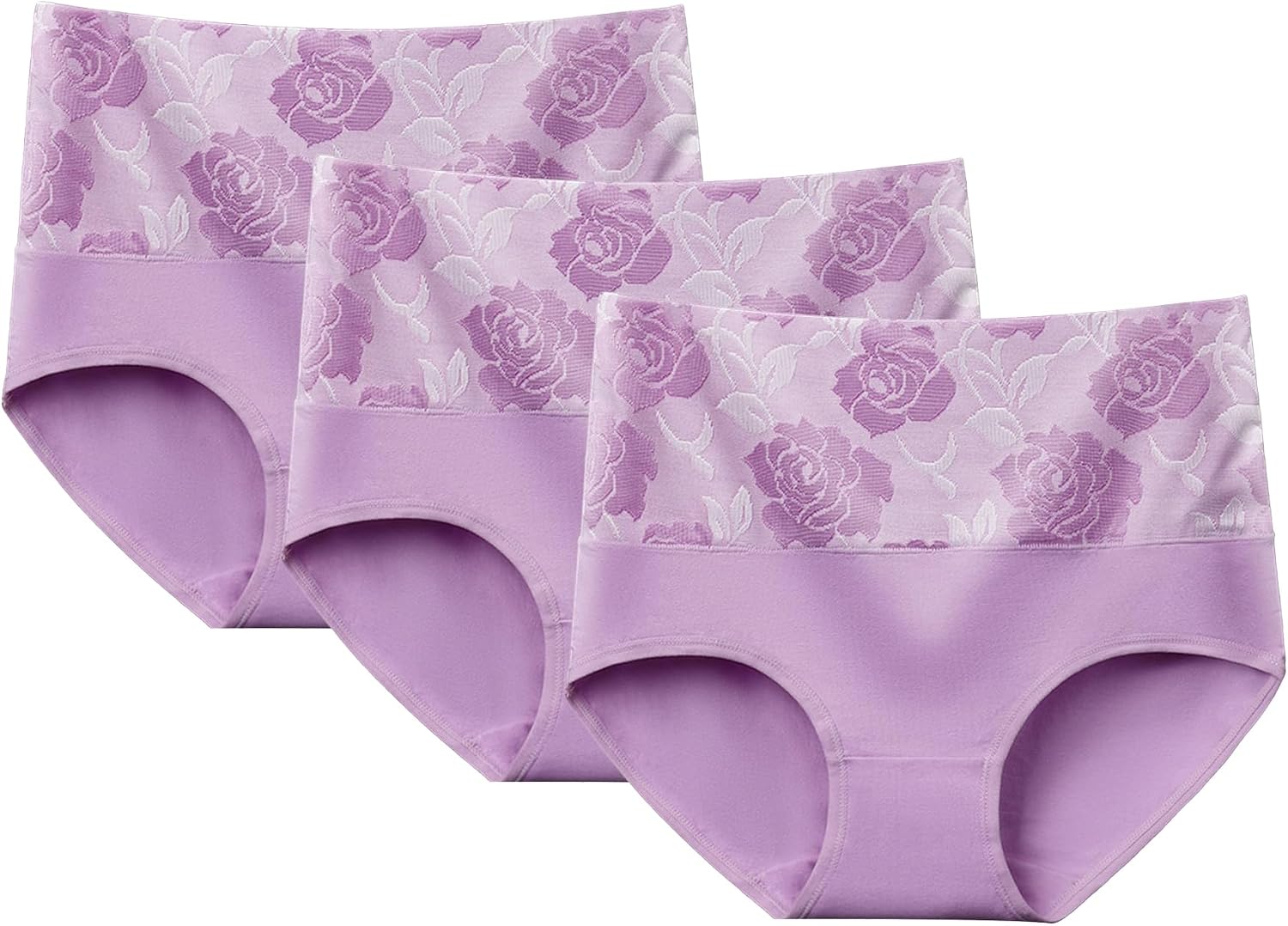DGHM-JLMY Rose Jacquard Ladies Panty Multipack High Waist Plus Size Stretch Underwear Print Cotton Underwear Hipster Briefs
