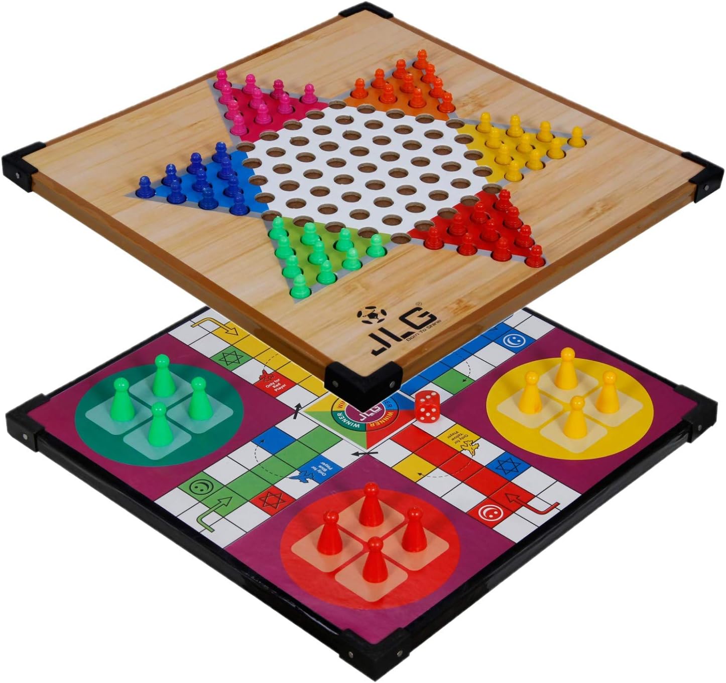 JLG Wooden Board 12x12 Ludo & Chinese Checkers