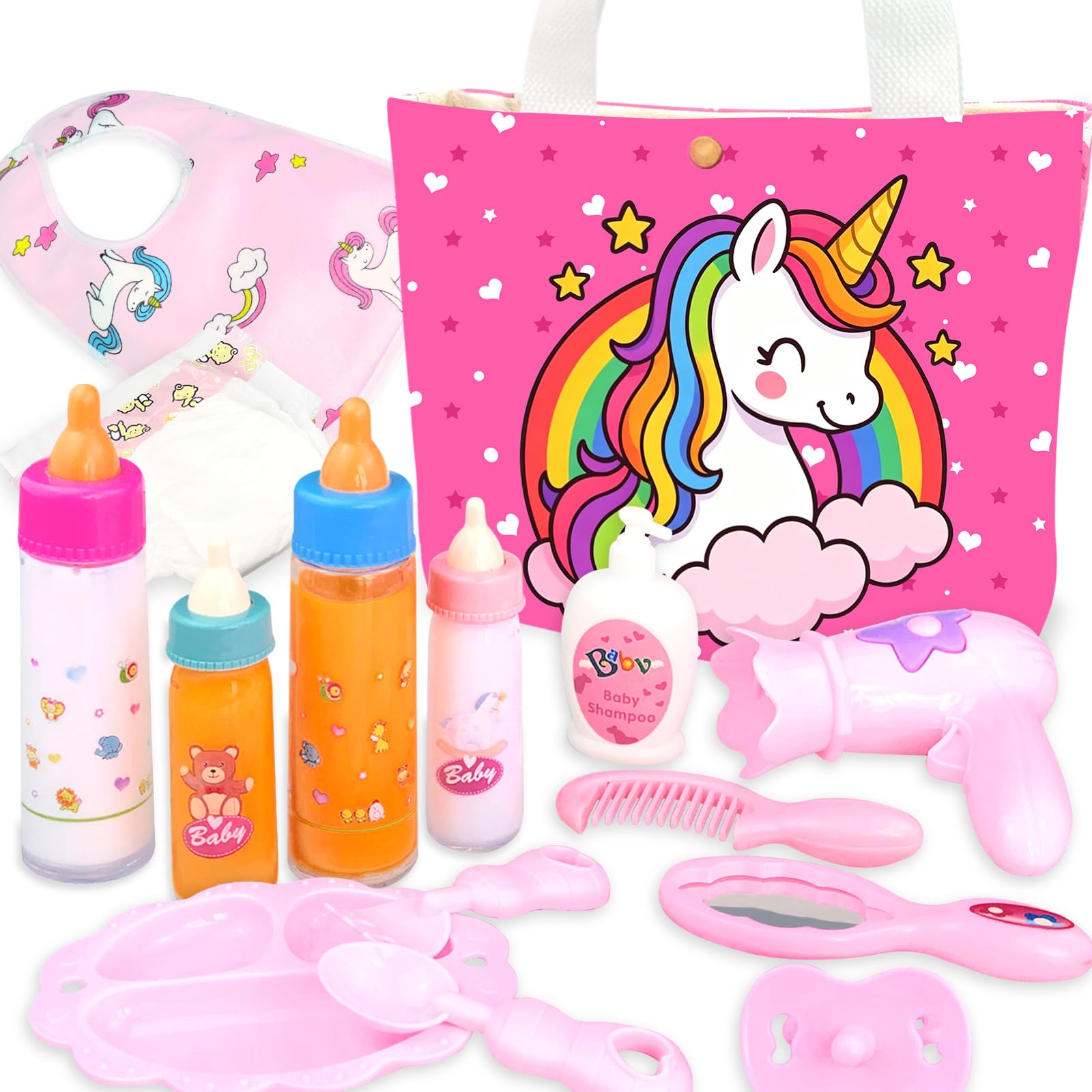 Baby Doll Accessories Feeding and Caring Set with Diaper Bag