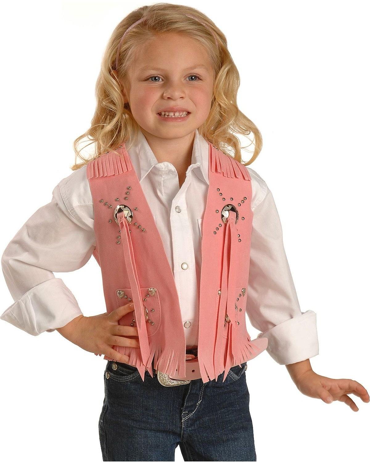 Champion SportsM & F Western Girls' Faux Suede Cowgirl Vest Pink Large