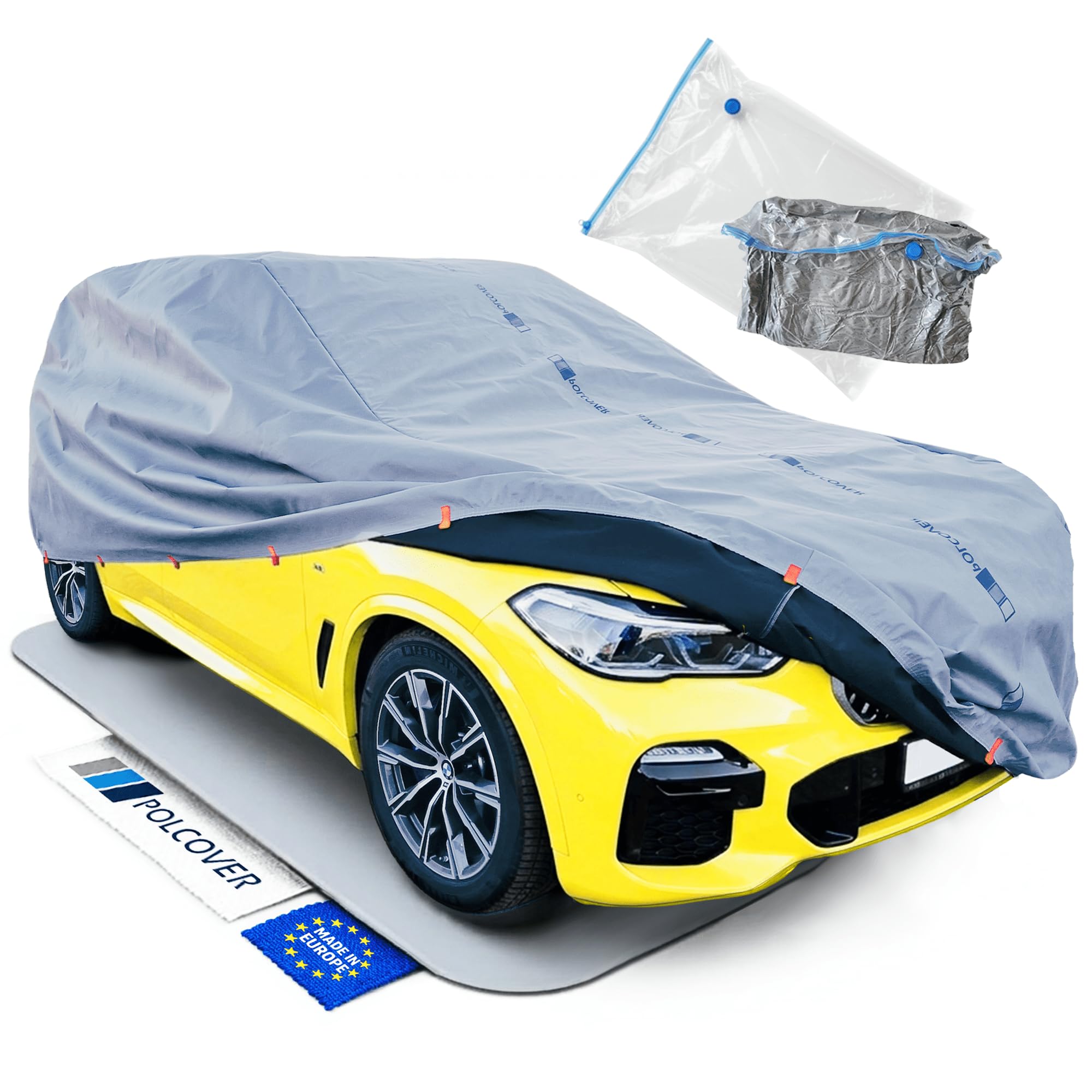 Autoabdeckung Wasserdicht Abdeckplane Auto Atmungsaktiv Sonne, Staub, Hagelschutz, UV-Schutz M (445-459 cm) 11 mm SUV - Autoplane Autohülle Winter & Sommer