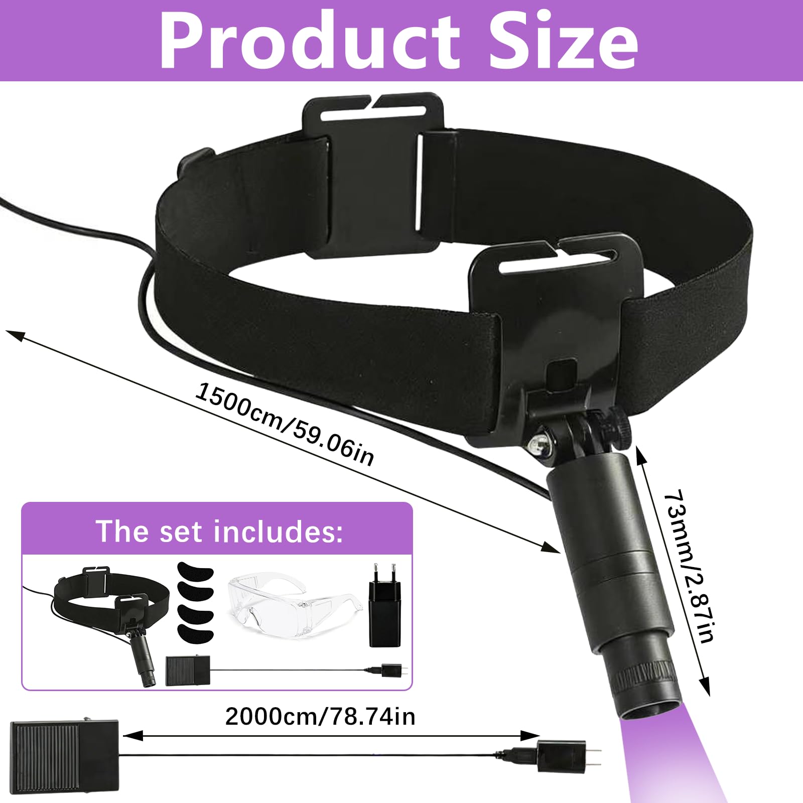 Wimpern Lampe Tragbar, 6W UV Wimpernlampe mit 1-2 Sekunden Ausgehärtet Kosmetiklampe Einstellbare Wimpernlicht für Wimpernverlängerung mit Wimpernaufkleber Fußschalter Schutzbrille