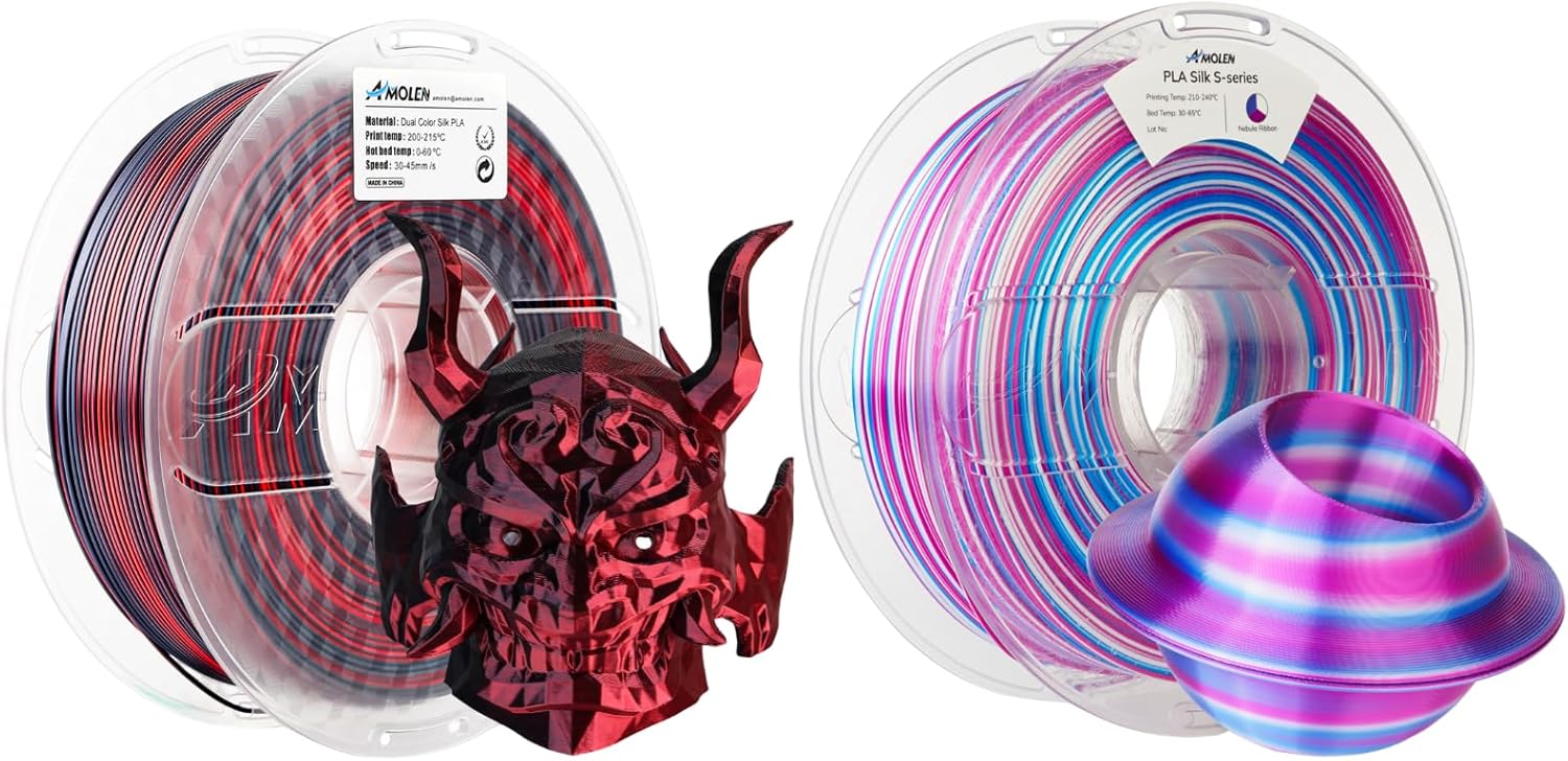 AMOLEN Silk PLA 3D Printer Filament Bundle