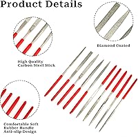 Vista 3 de KALIONE Juego de 10 limas de aguja de diamante, archivos de modelo, mini archivo de metal, juego de limas de metal, herramientas manuales