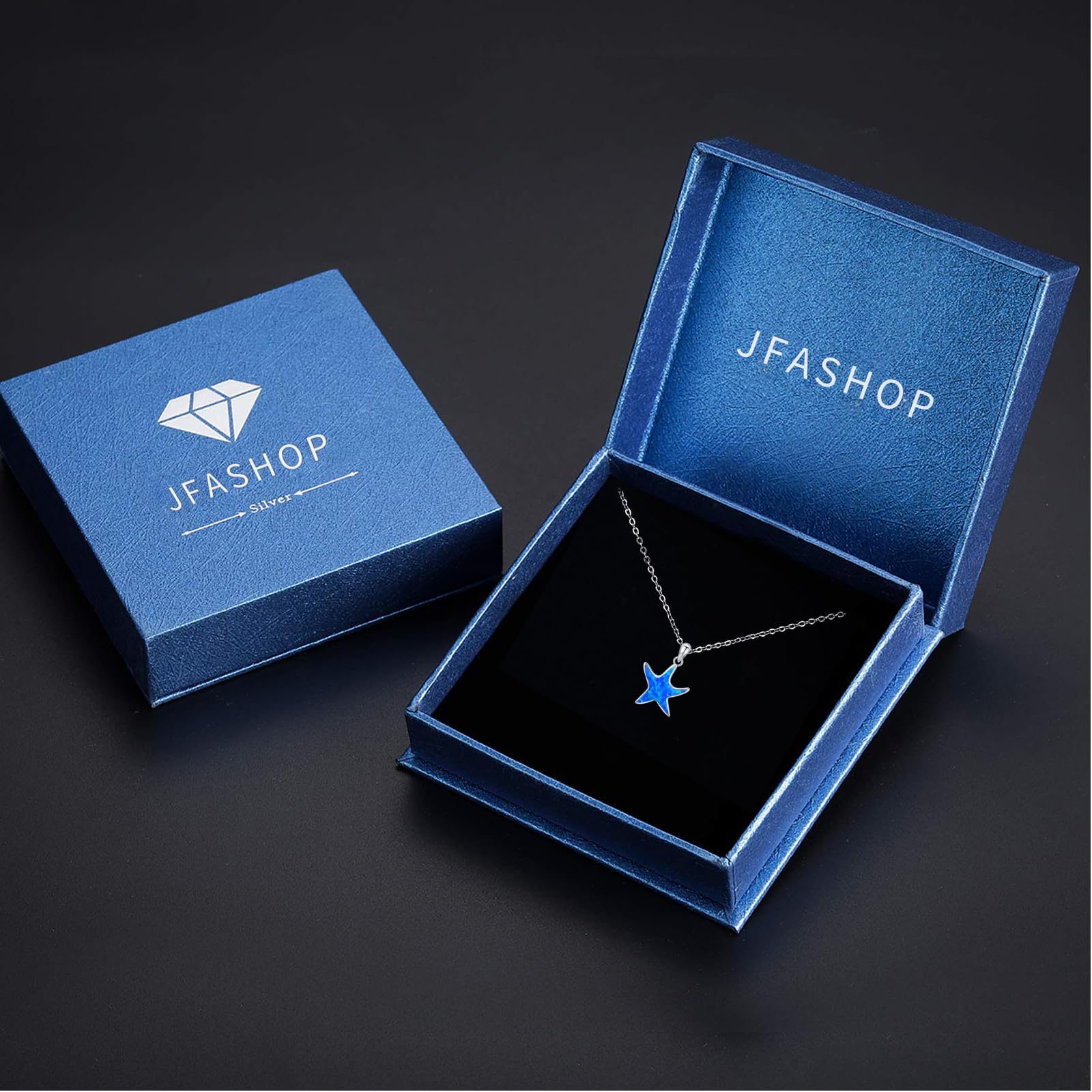 Seestern Halskette Damen, 925 Sterling Silber Seestern Opal Kette,Tier Anhänger Opal Seestern Schmuck Muttertags Geschenke Valentinstag für Mädchen Frauen Kinder Mama Frau Freundin