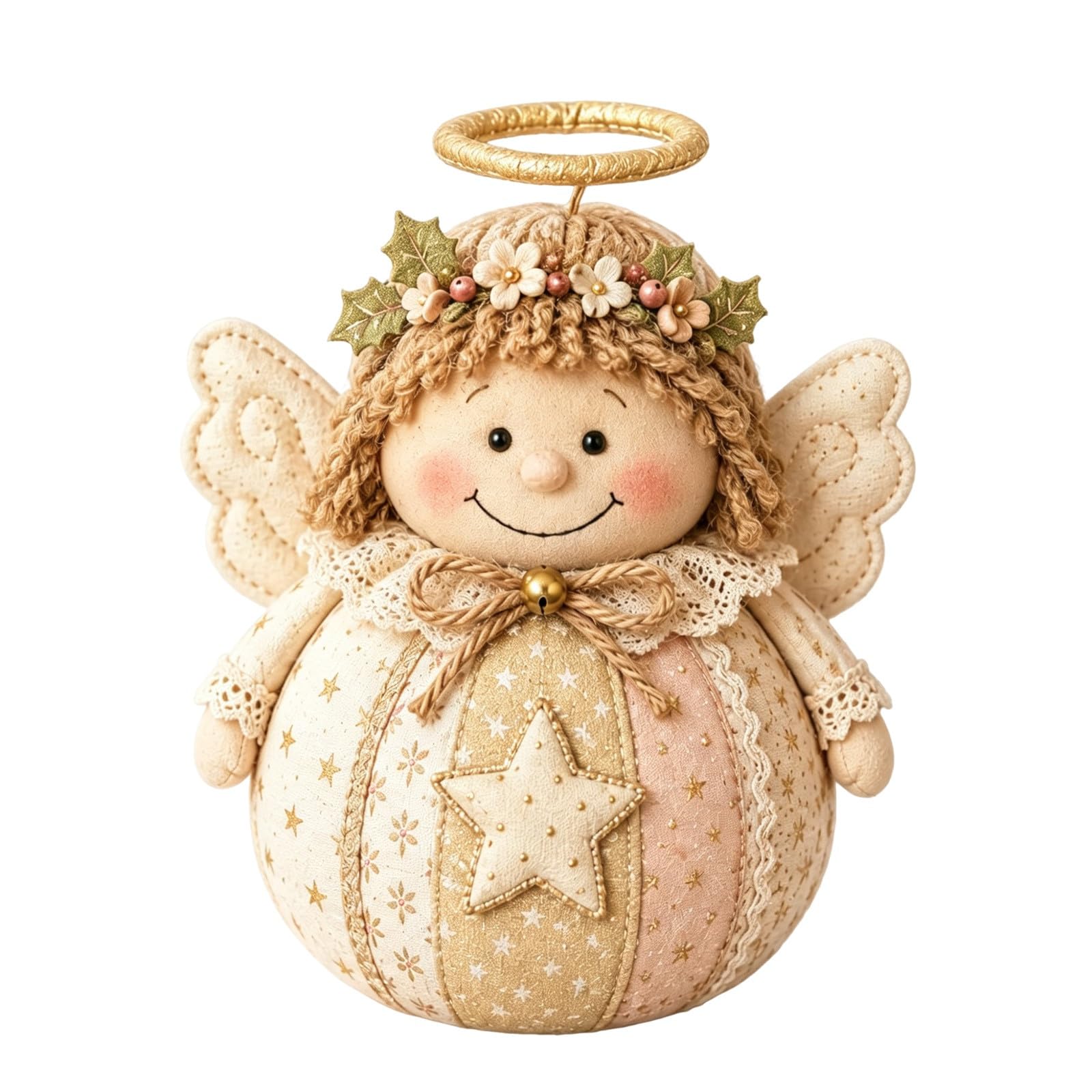 Patchwork Fabric Doll DIY Kit, Pre‑Cut Fabric Handmade Plush Toy Craft Set, Complete Hand‑Sewing Kit with Stuffing & Decor Accessories for Adults DIY Art Craft Project