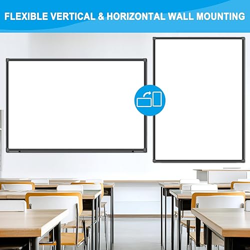 Miniatura 4 de H-Qprobd Pizarra blanca de 72 x 48 pulgadas para pared, pizarra magnética grande de borrado en seco con marco de aluminio negro, pizarra blanca de