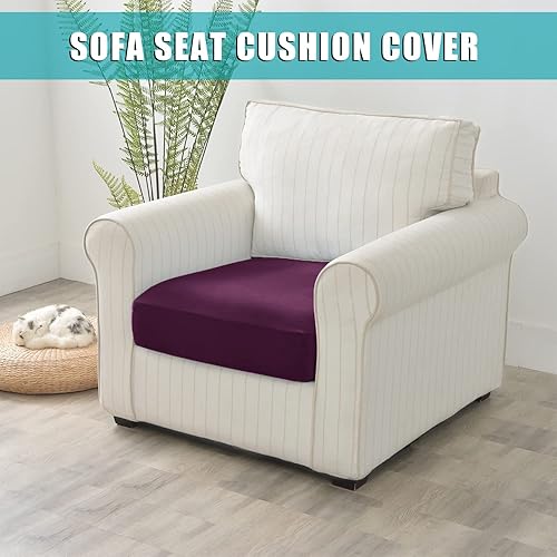 Miniatura 2 de Fundas elásticas de cojín para asiento de sofá, fundas de cojín de sofá de terciopelo lujoso, funda de cojín antideslizante (morado, S)